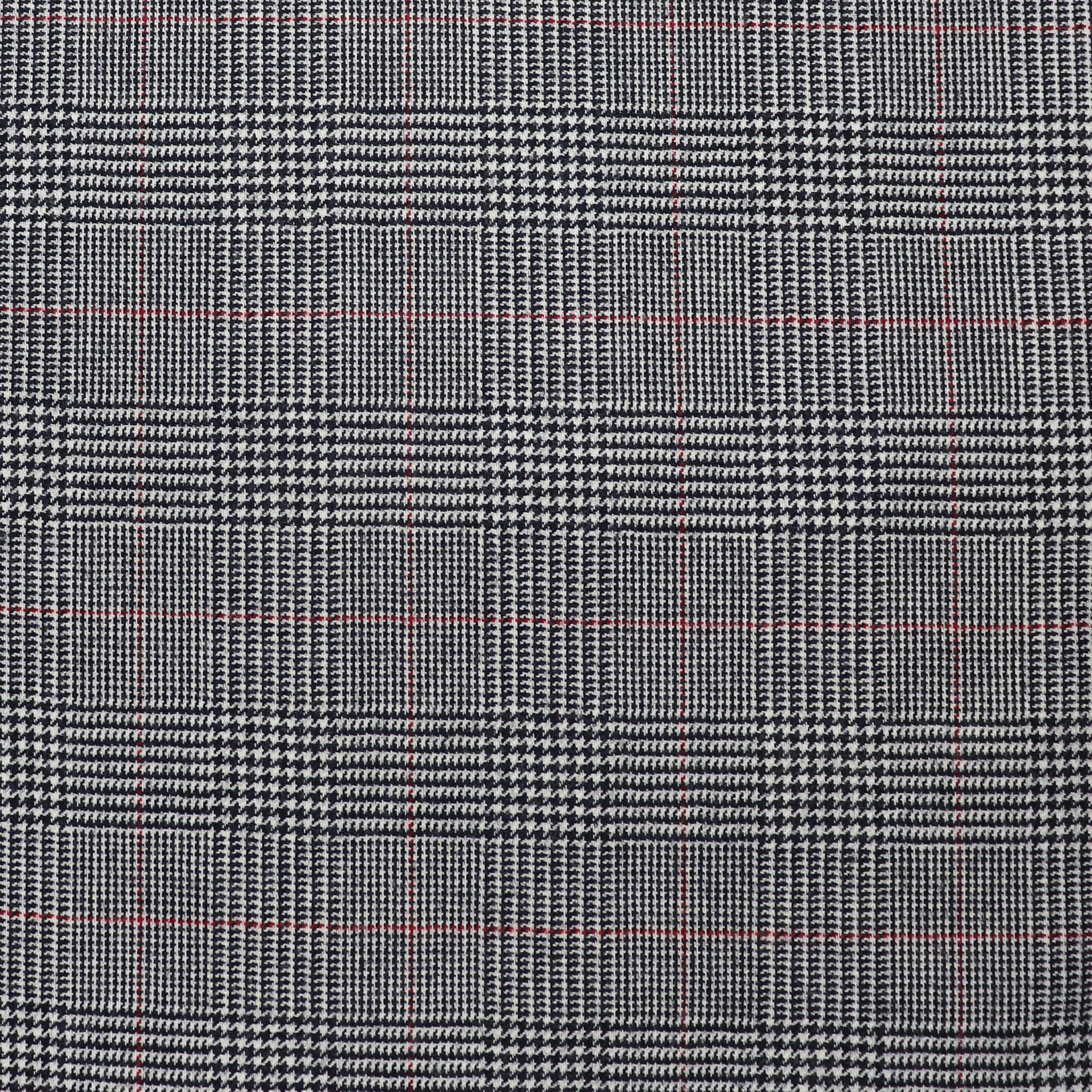 Deadstock Wool Suiting - Black   Red Check - SALE