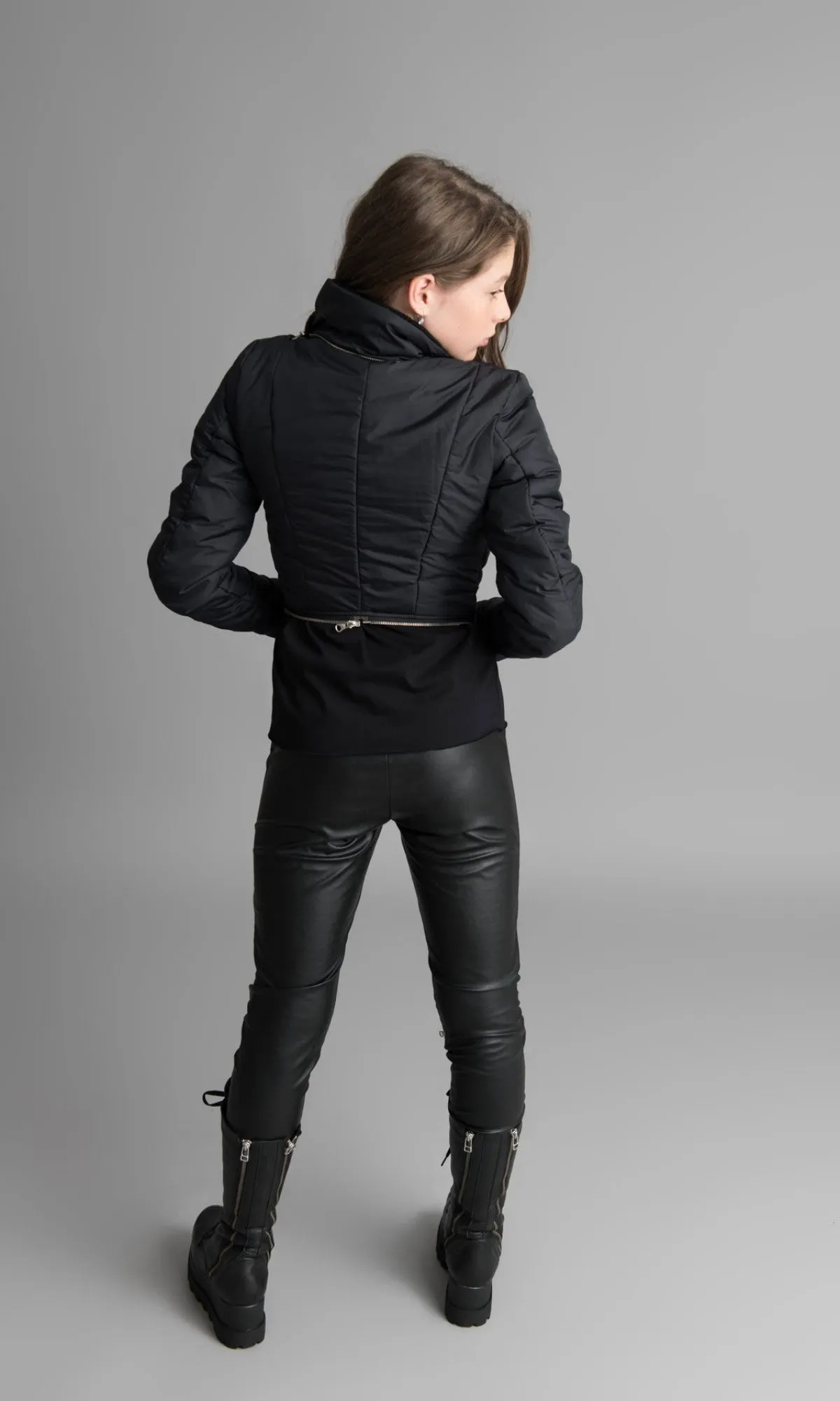 Detachable Fitted Quilted Jacket with Hood