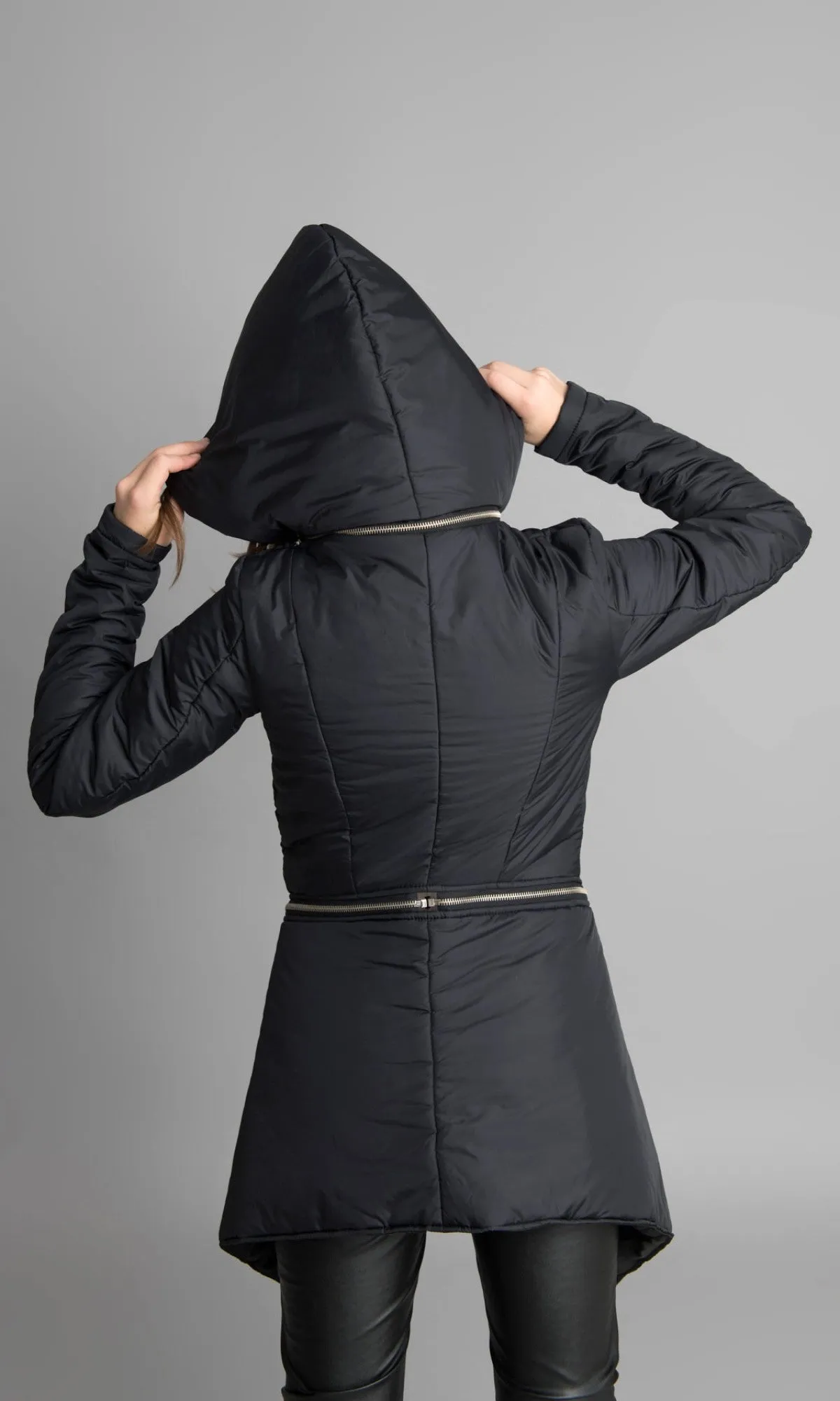 Detachable Fitted Quilted Jacket with Hood