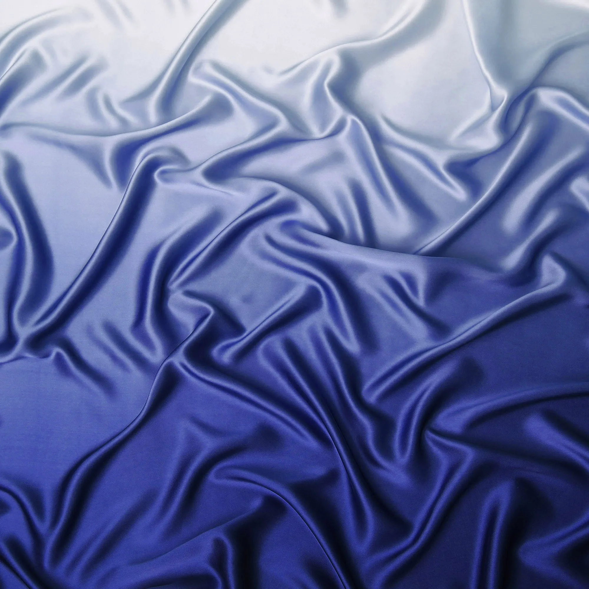 Elegant Ombre Blue Silk Satin Fabric, 110 cm Width - Imported from South Korea-D20243