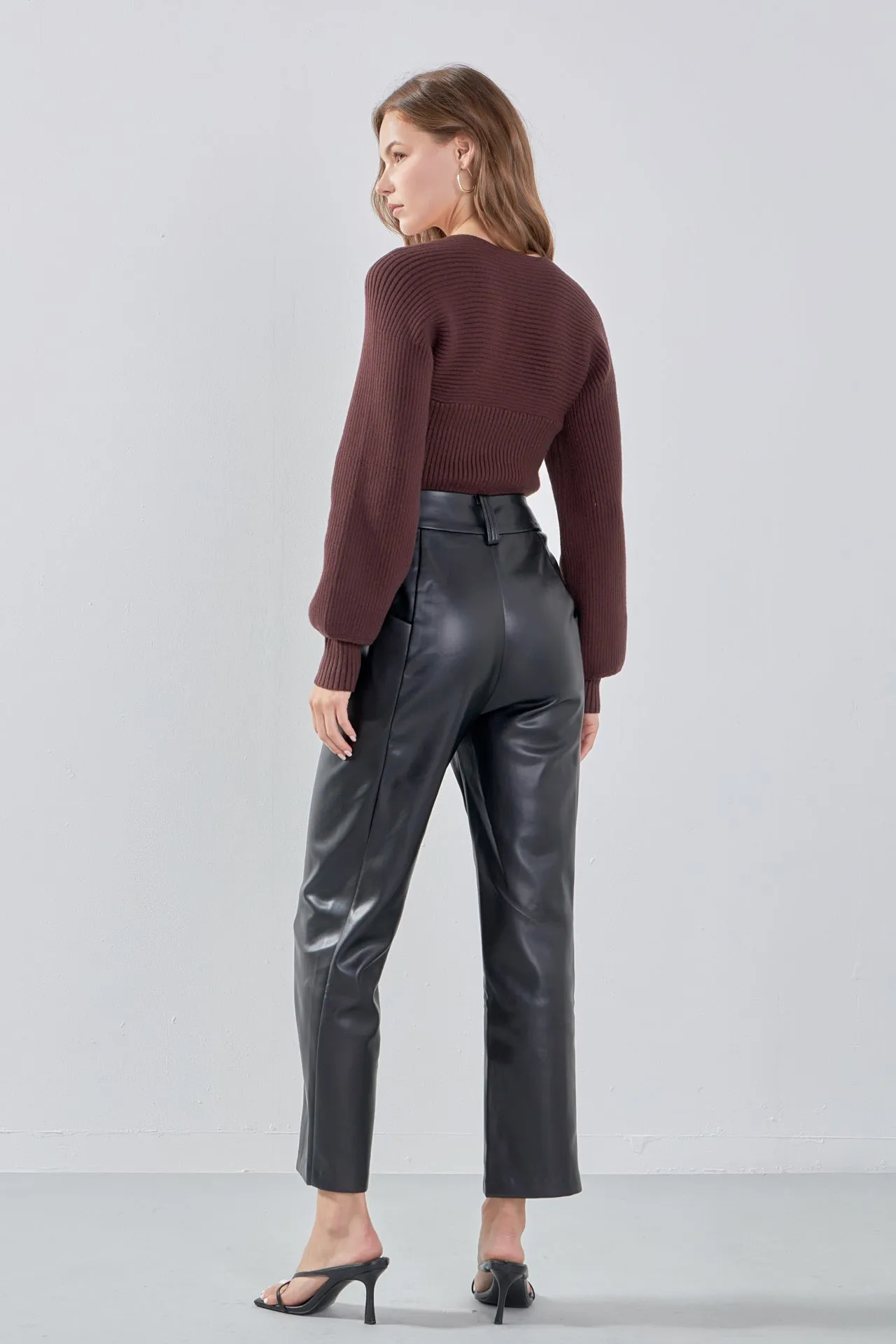 Faux Leather Wide Pocket Pants