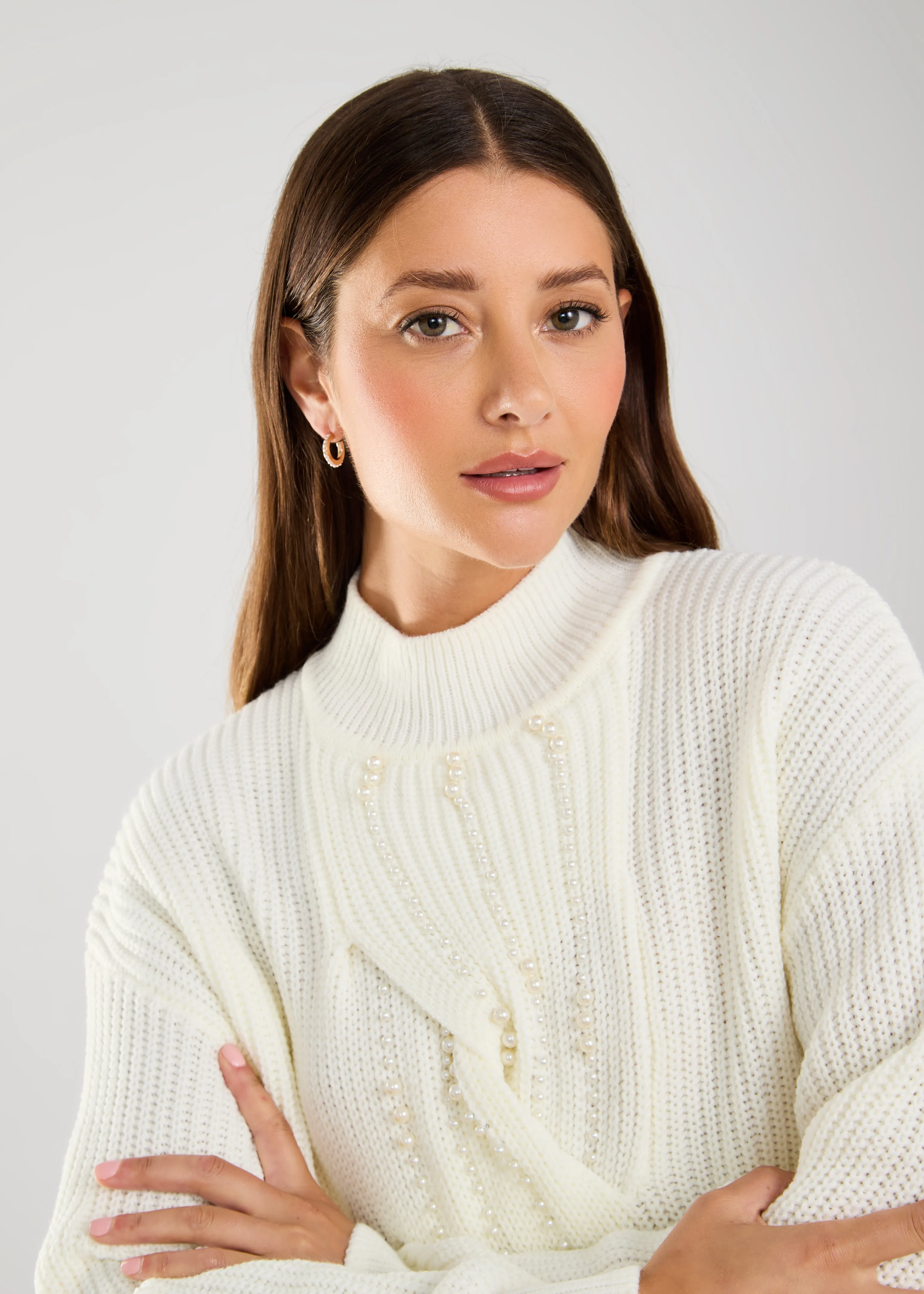 FDJ Embellished Mock Neck Sweater