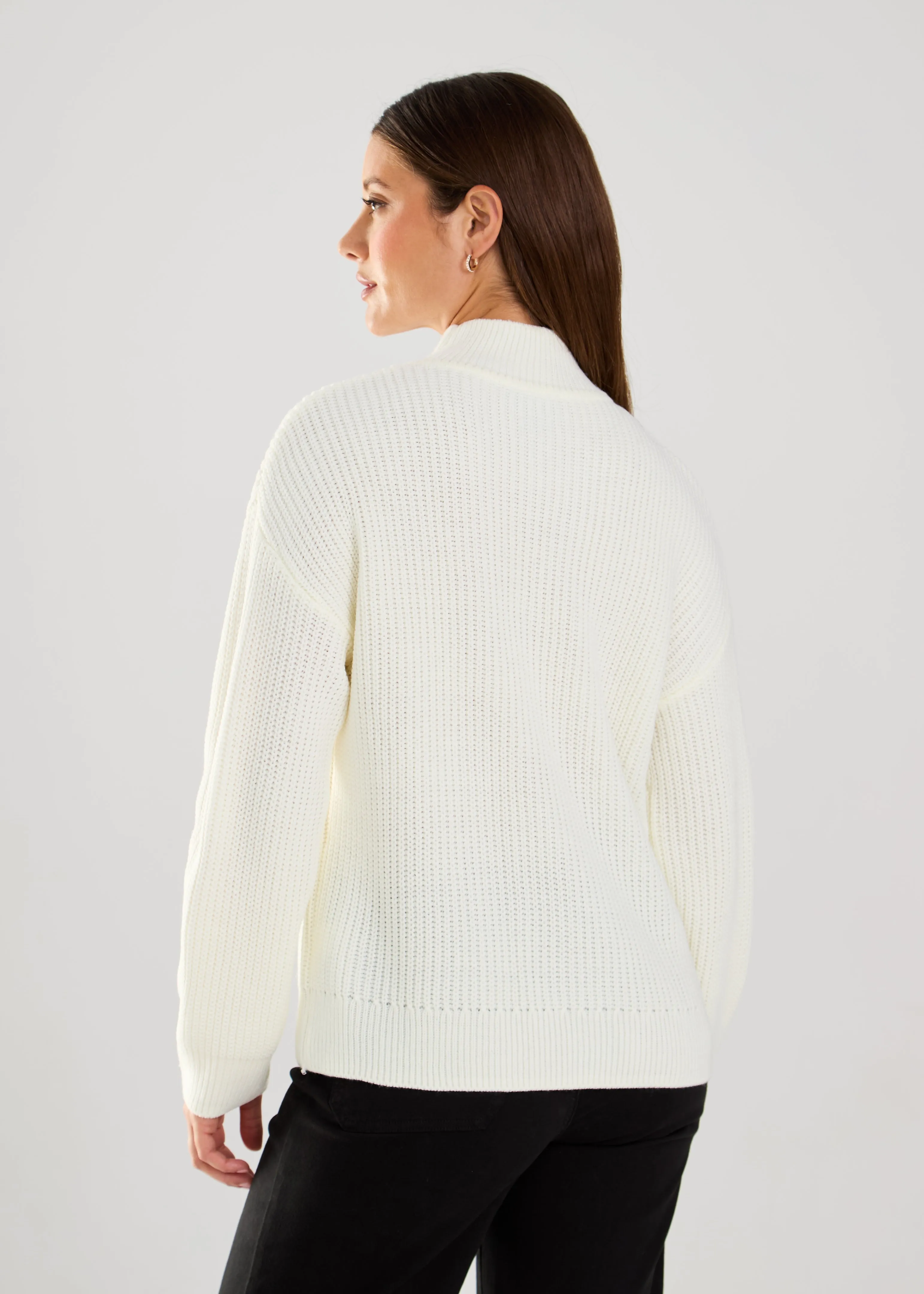 FDJ Embellished Mock Neck Sweater