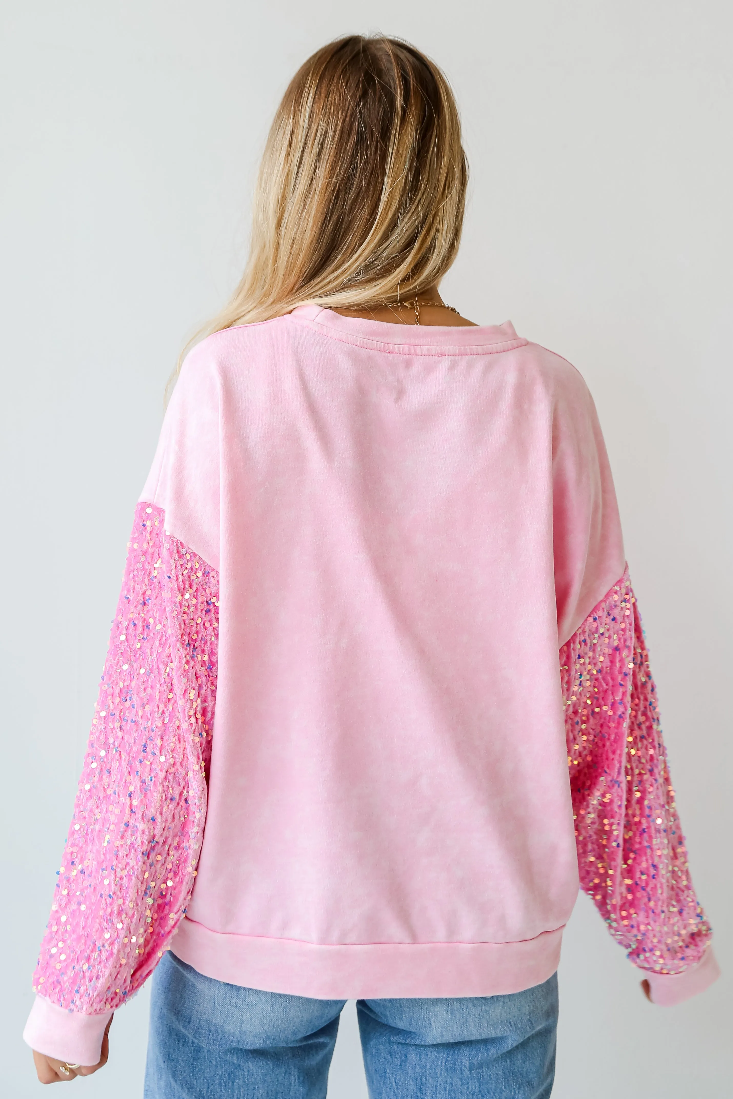 FINAL SALE - Radiant Always Pink Sequin Sleeve Pullover