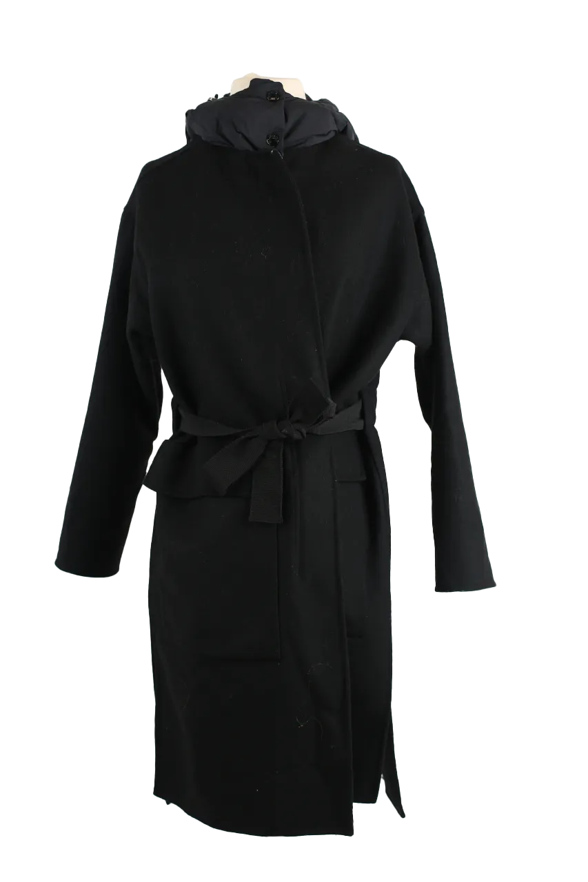 Fleole Wool Dress Wrap Coat w/ Down Bib