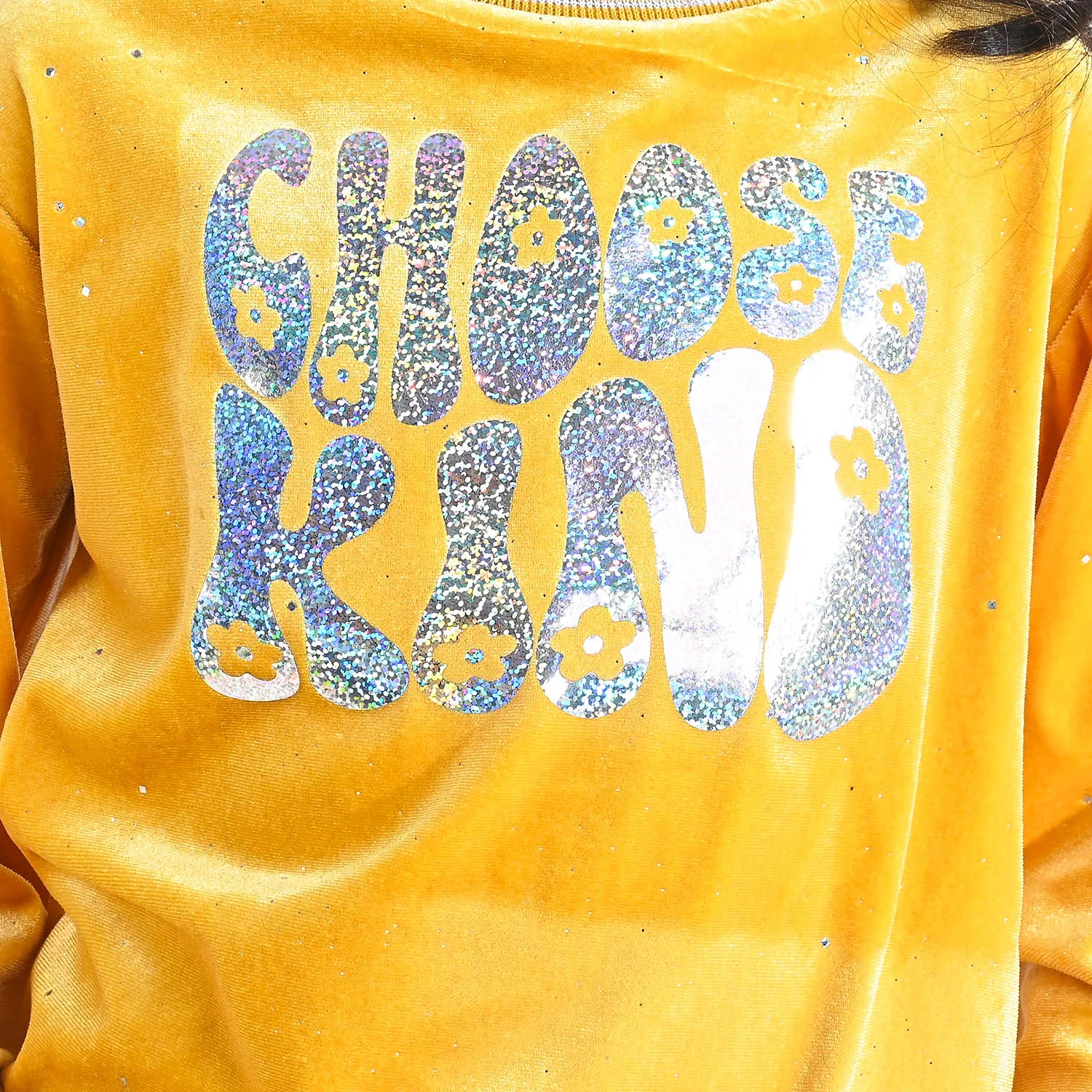 Girls Velvet Sweatshirt Choose Kind-Yellow