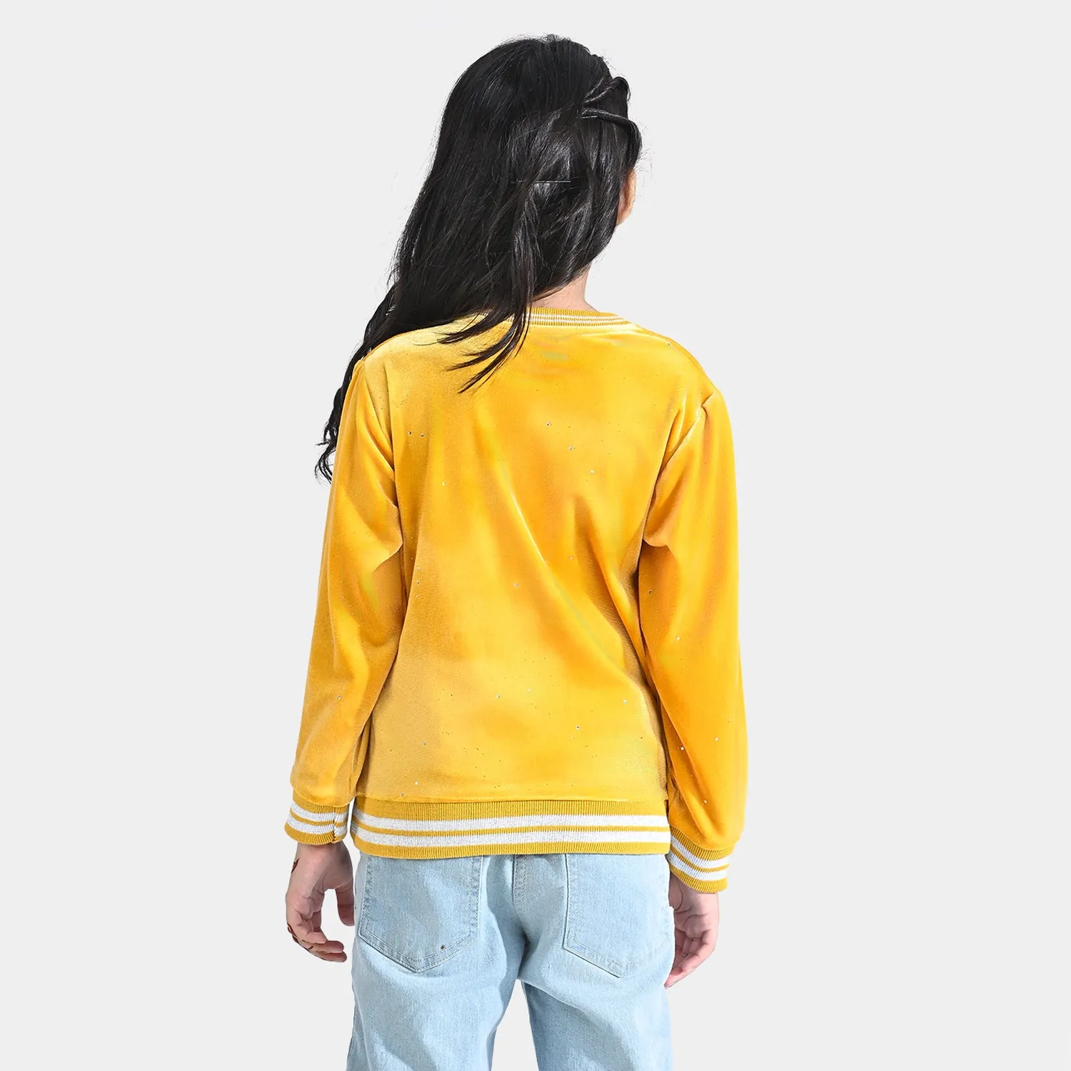 Girls Velvet Sweatshirt Choose Kind-Yellow