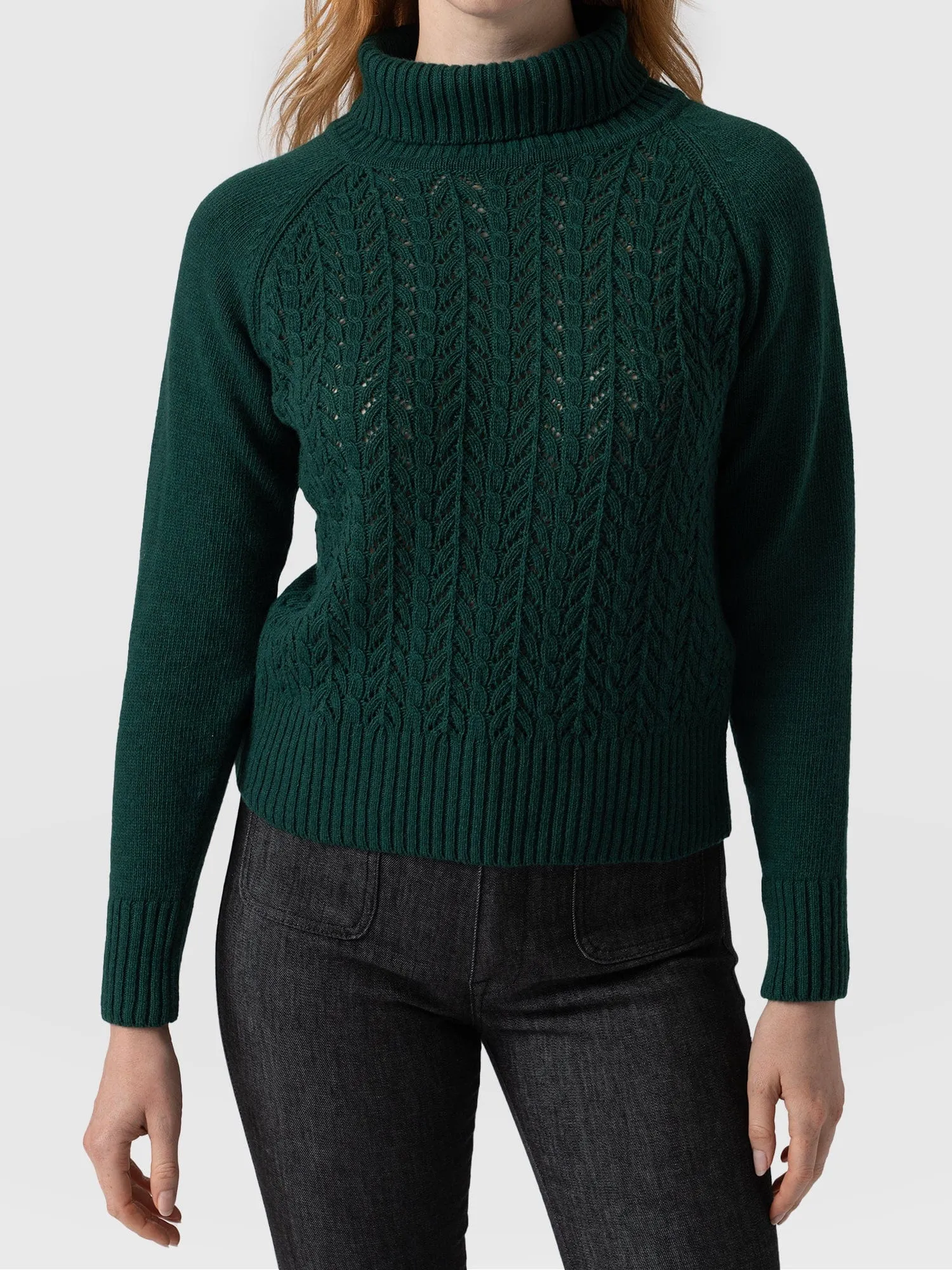 Glen Cable Knit Sweater - Green