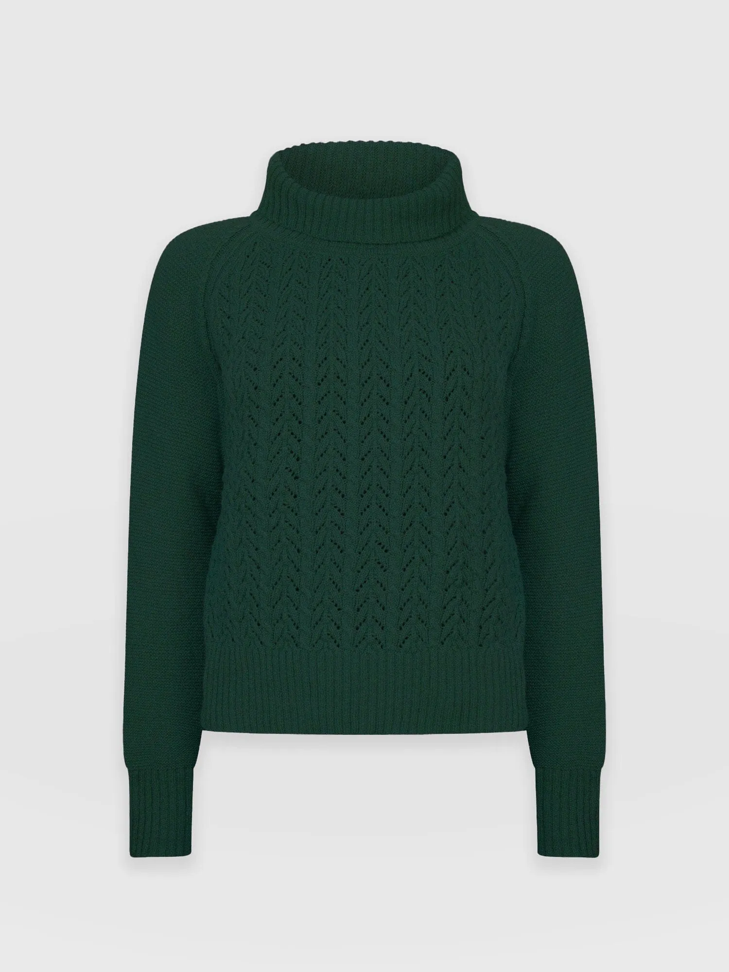 Glen Cable Knit Sweater - Green