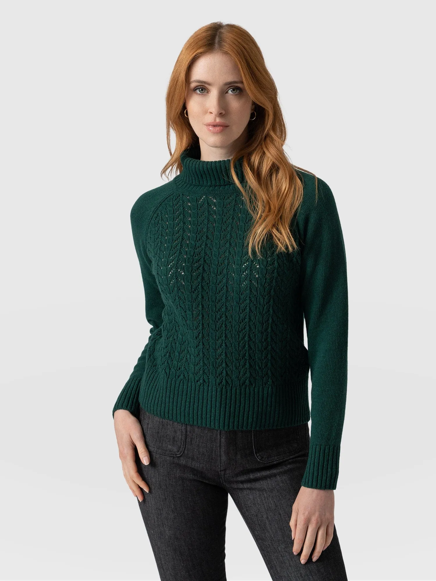 Glen Cable Knit Sweater - Green