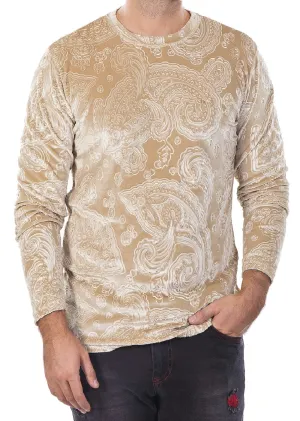 Gold Paisley Embossed Velour Sweater