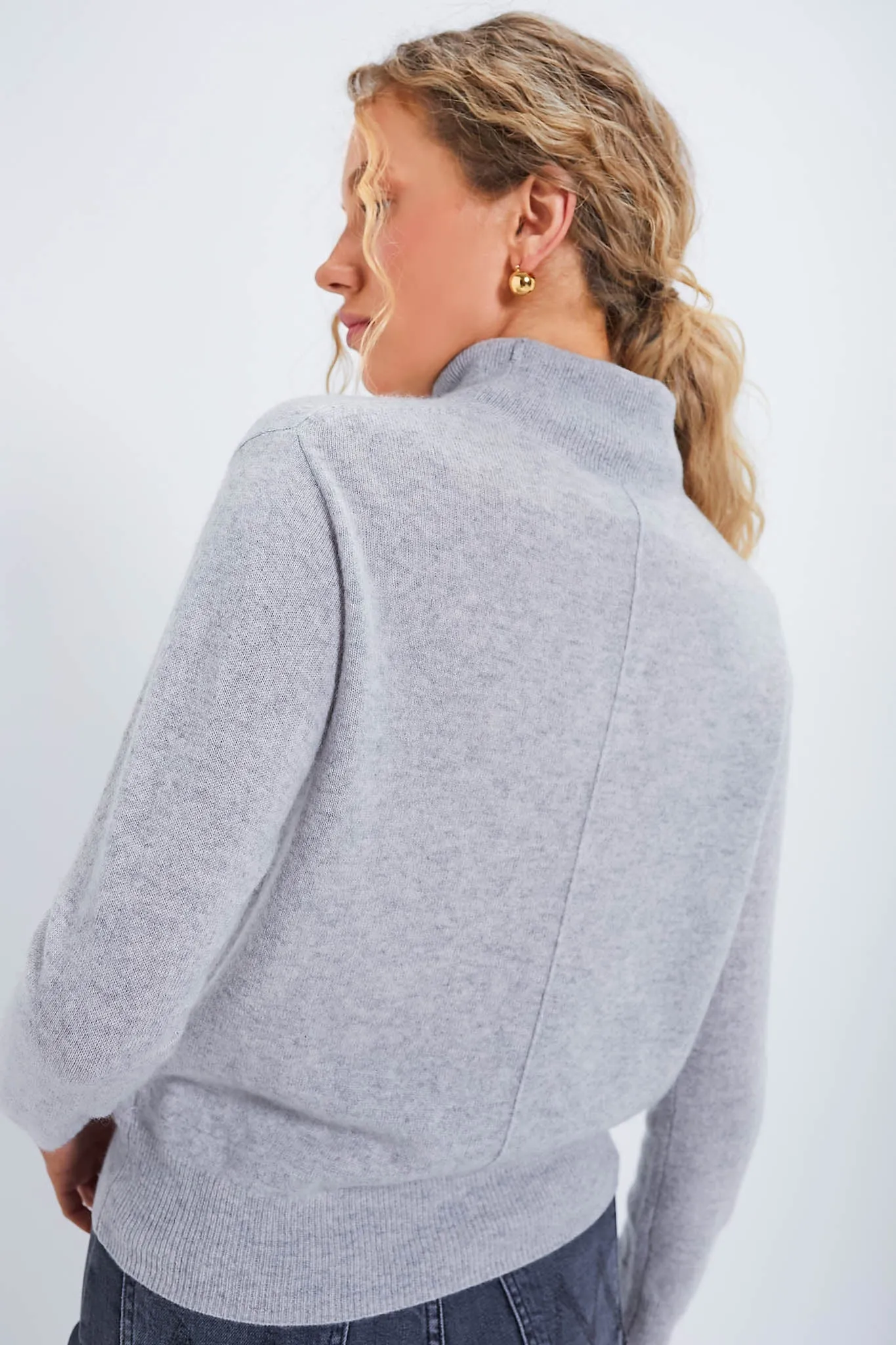 Gray Cashmere Turtleneck Sweater