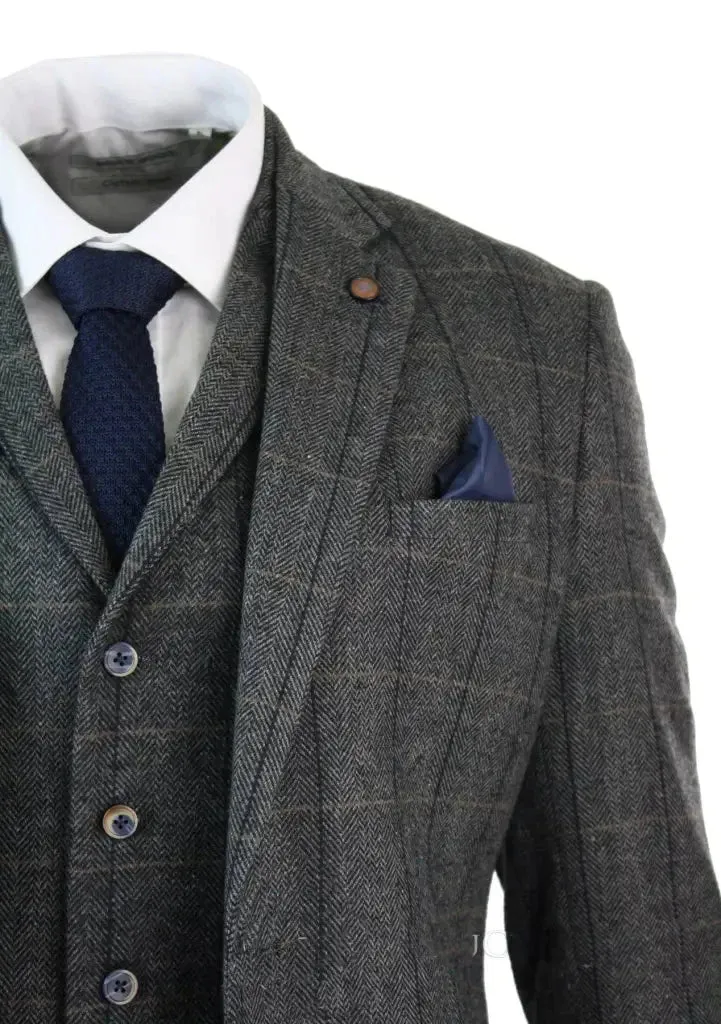 Grey Navy Suit, 3-Piece Set, Blazer, Waistcoat, and Trousers