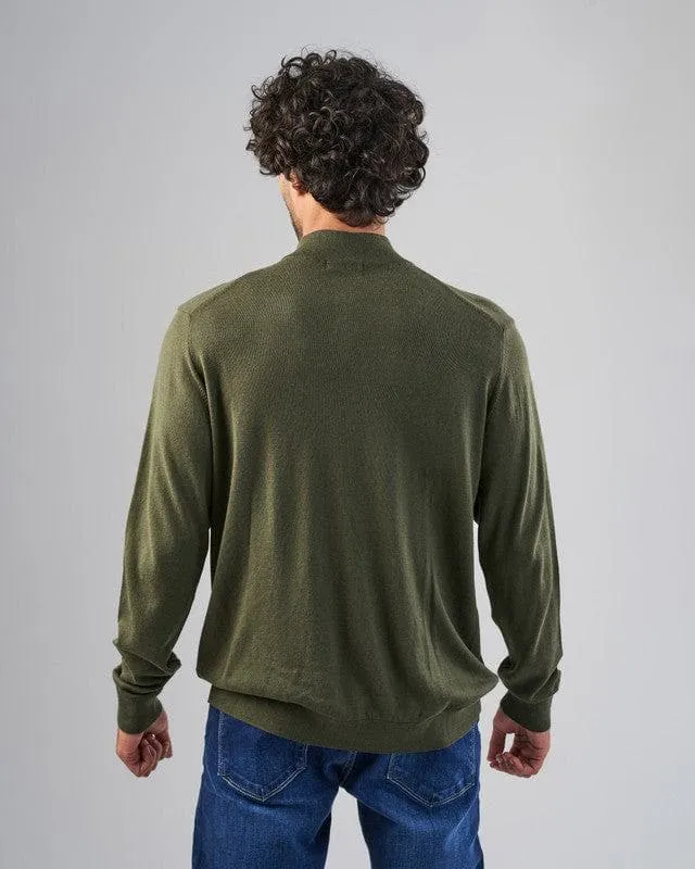 HIGH-NECK SWEATER WITH ZIPPER - OLIVE