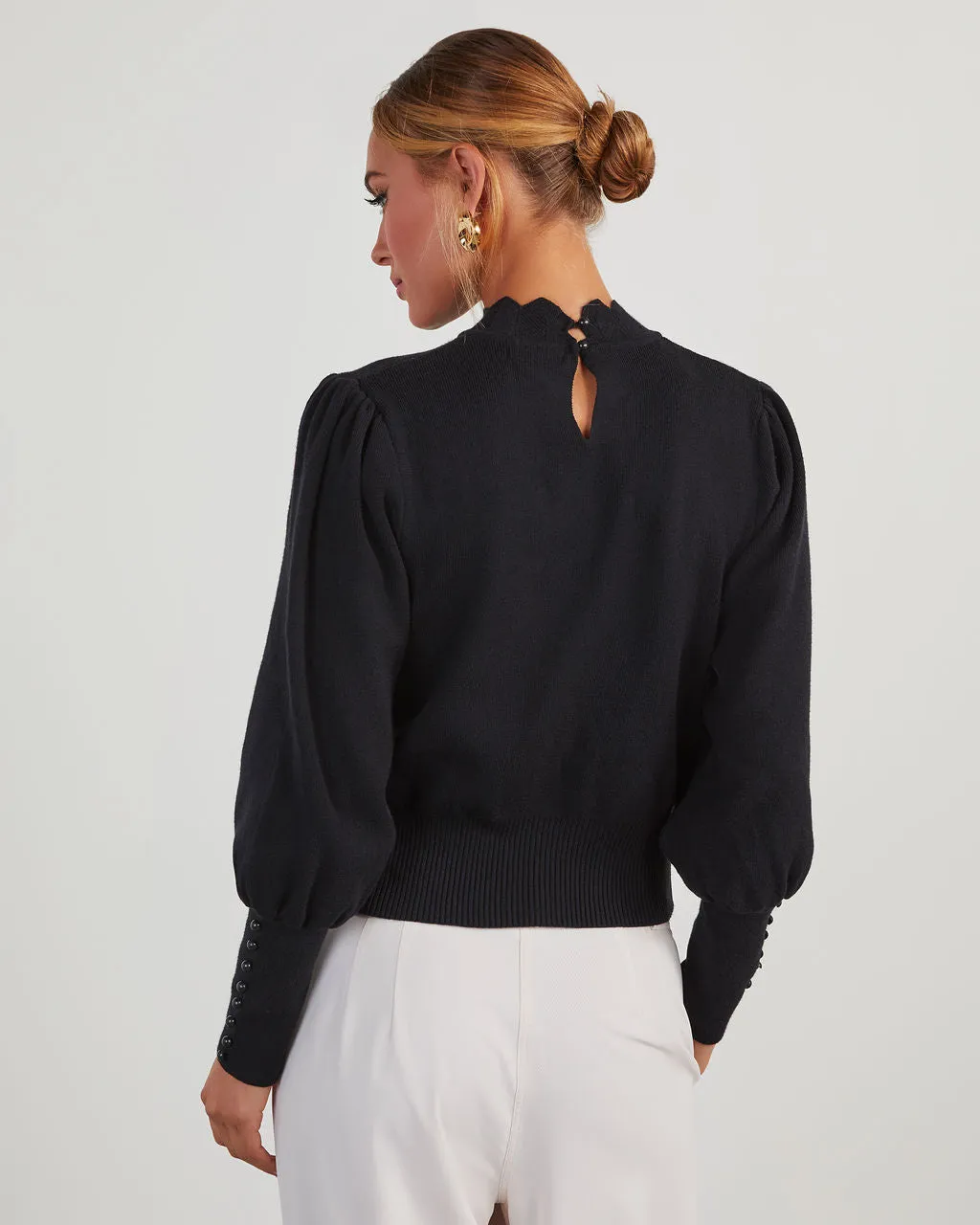 Humphrey Scalloped Mock Neck Sweater