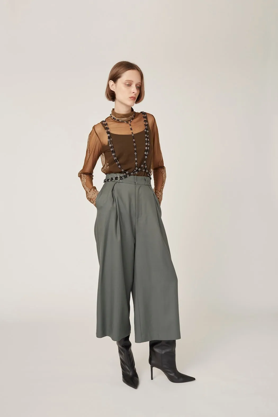 Ivy wool culottes (Khaki)