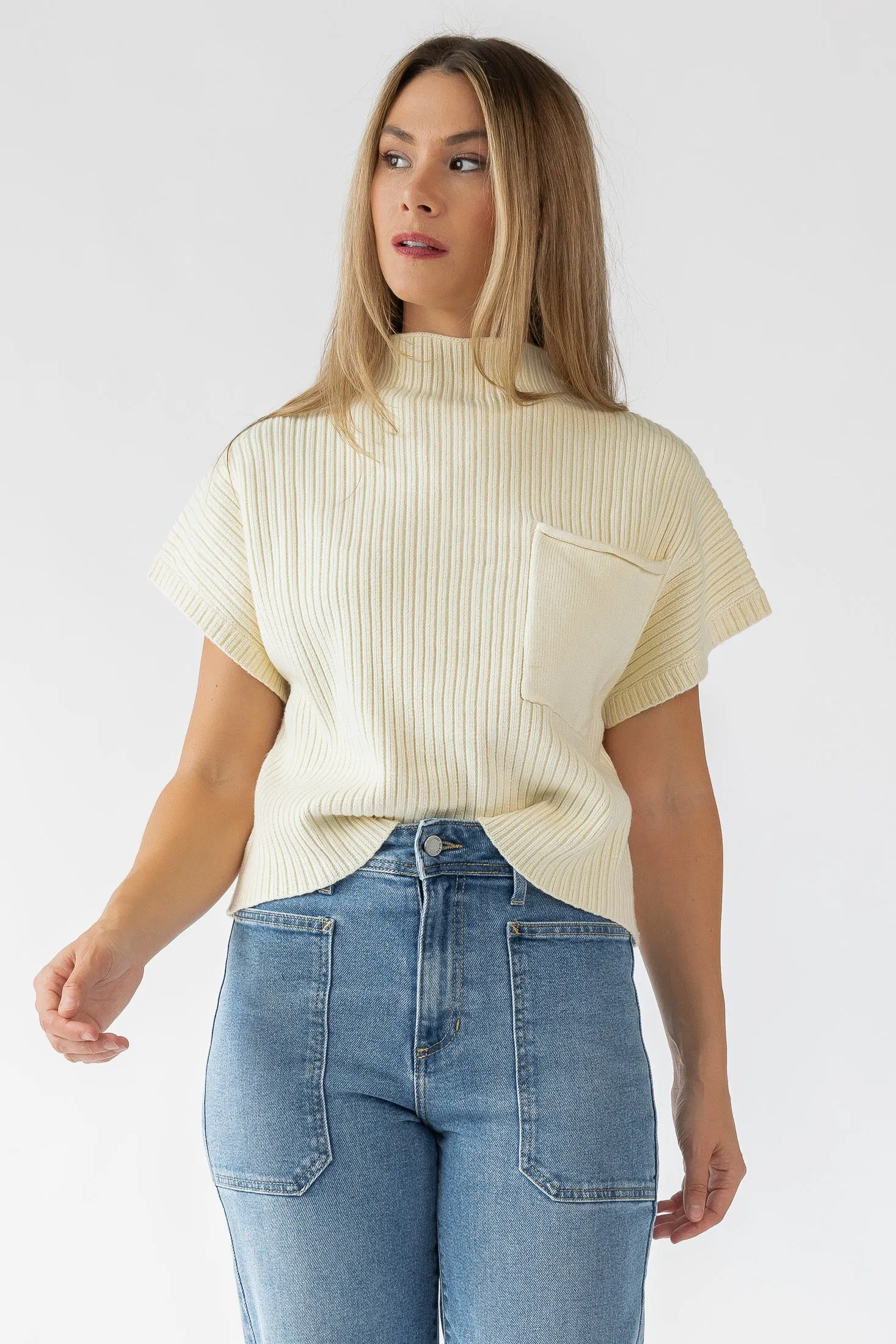 Joliet Cream Pocket Cropped Sweater - Final Sale