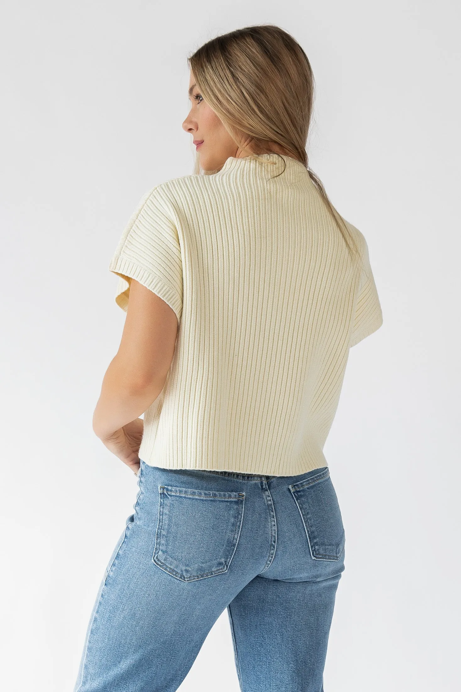 Joliet Cream Pocket Cropped Sweater - Final Sale