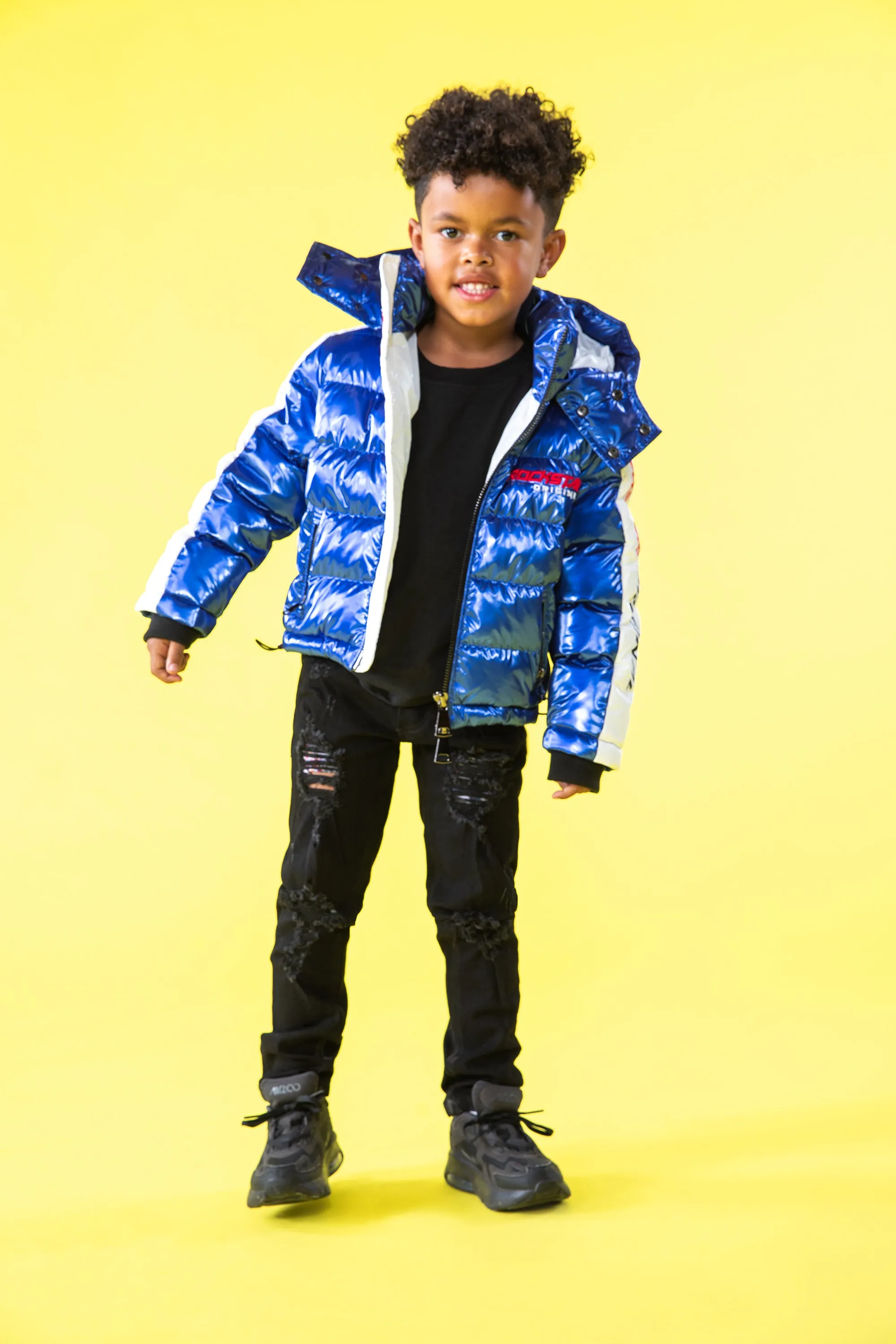 Kids Metallic Royal Blue Alasia Puffer Jacket