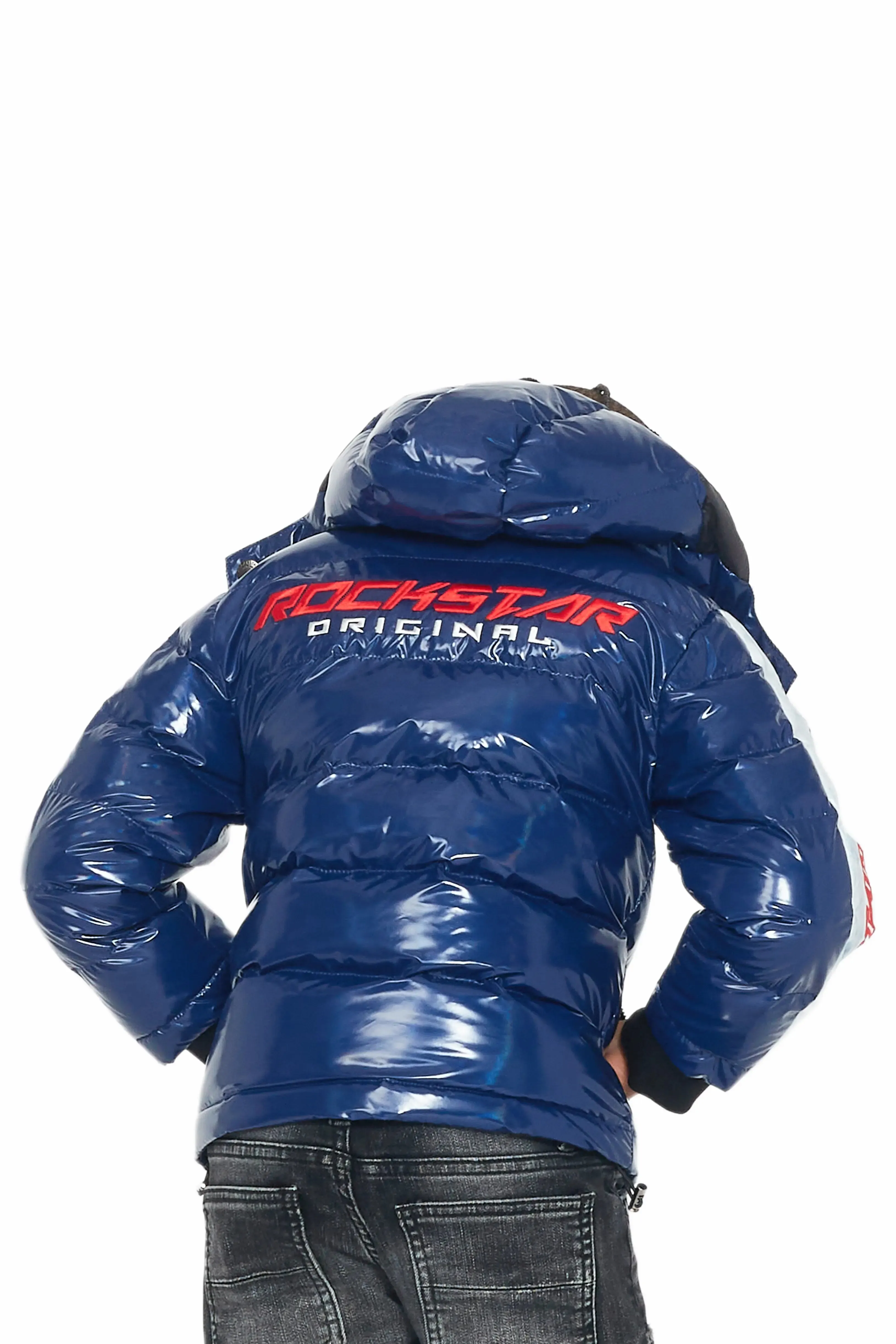 Kids Metallic Royal Blue Alasia Puffer Jacket