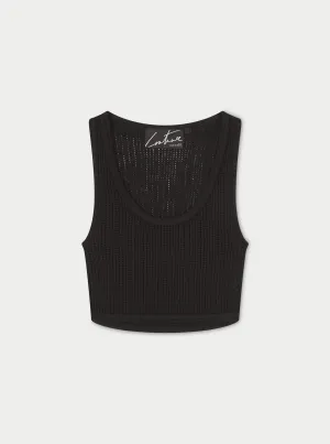 KNITTED VEST TOP - BLACK