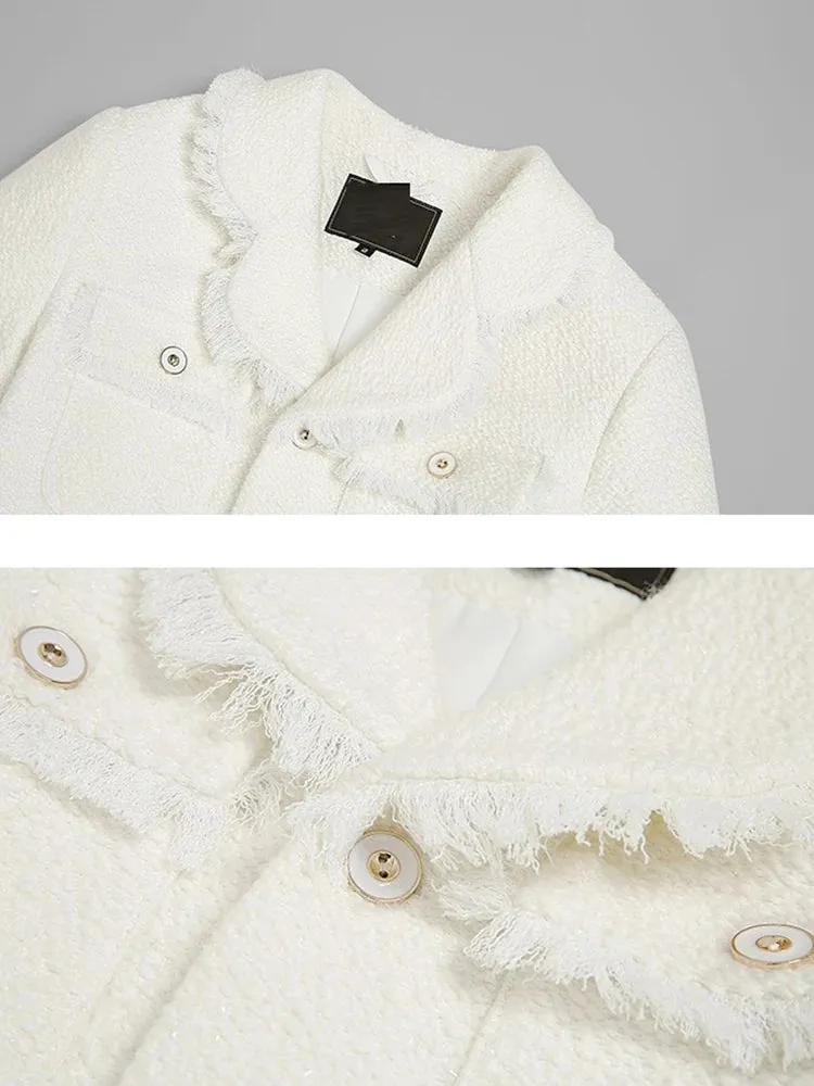 Lapel Tassel Burrs Woolen Coat