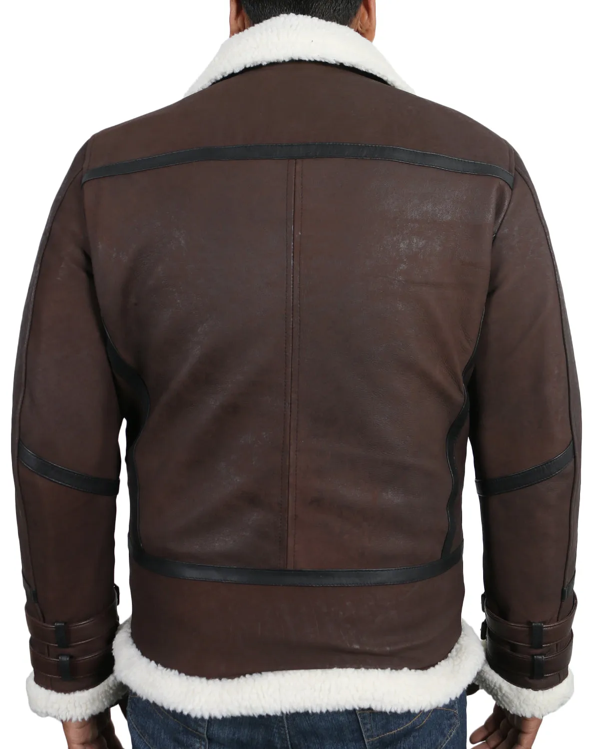 Leather Jackets Hub Mens Genuine Lambskin Leather Jacket (Choco-Snaff, Aviator Jacket) - 1701030