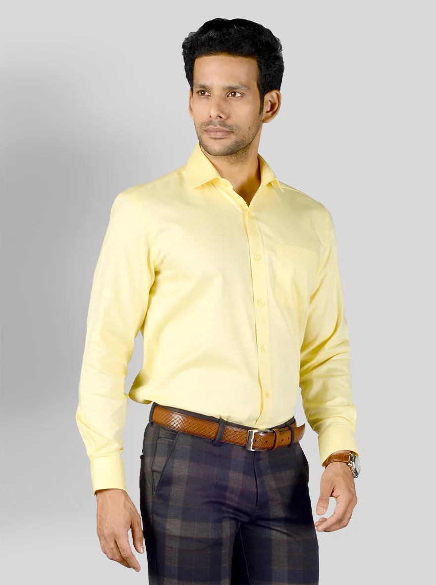 Light Yellow Dobby Regular Fit Formal Shirt | JadeBlue