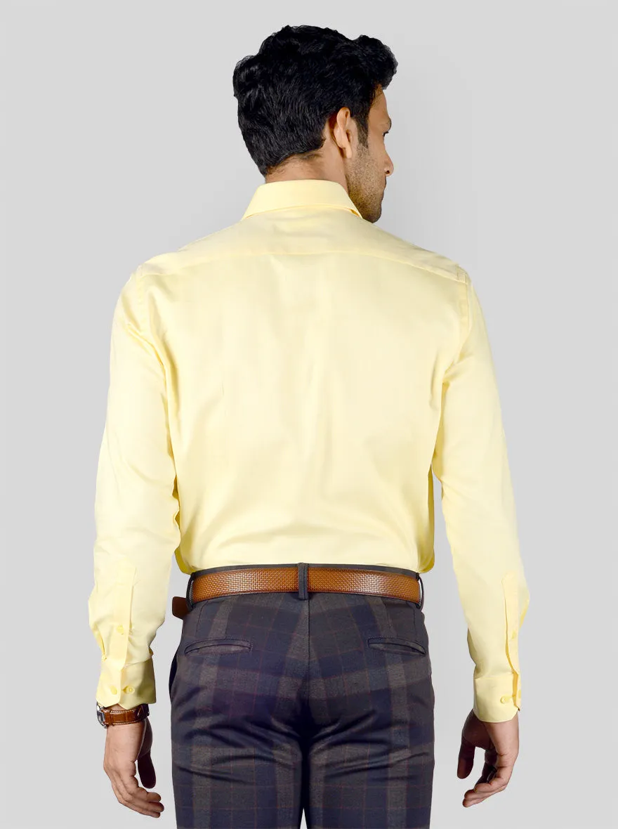 Light Yellow Dobby Regular Fit Formal Shirt | JadeBlue