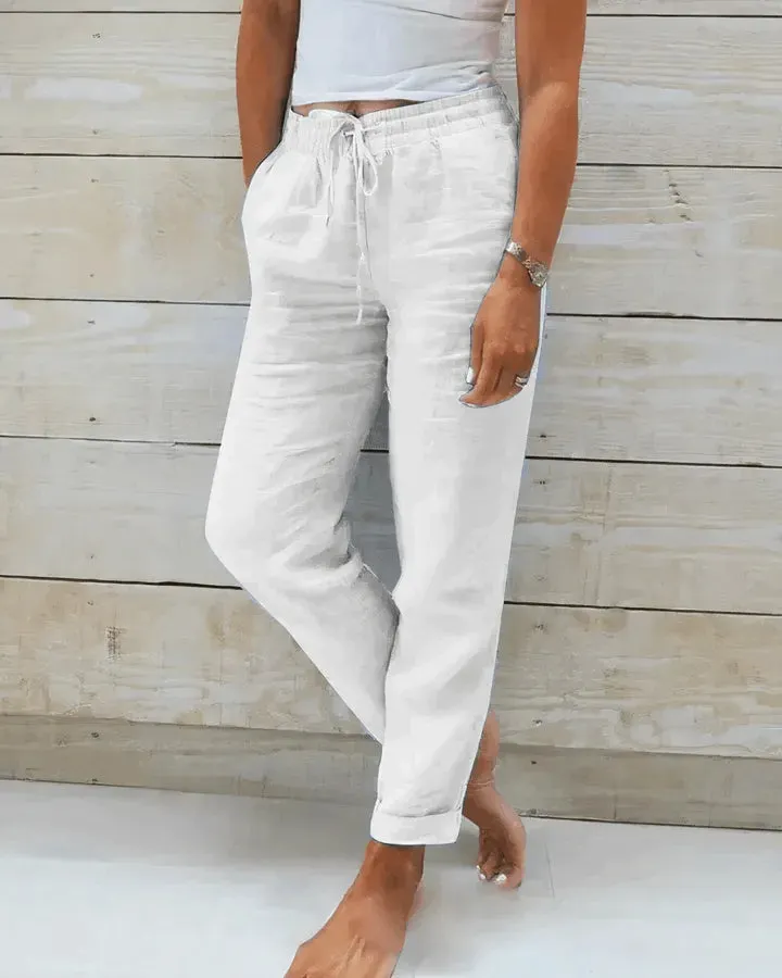 Linen Pants - High Waist - Lightweight and Breathable - Perfect for Summer Days