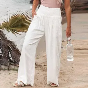 Linen Pants - Wide Legs - Cotton and Linen - Perfect for Summer and Office