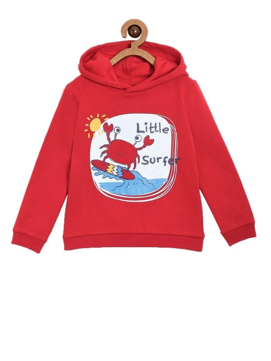 Little Surfer Hooded Sweatshirt and Grey Sweatpants Combo