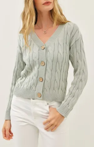 Liz Mint Cable Knit Cardigan