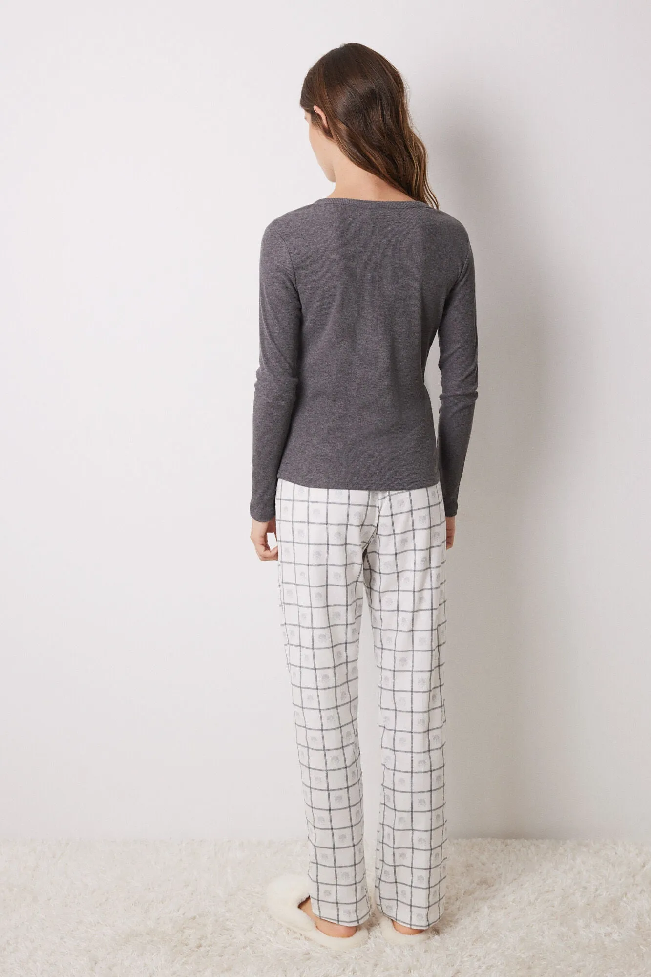 Long lurex checkered pajamas