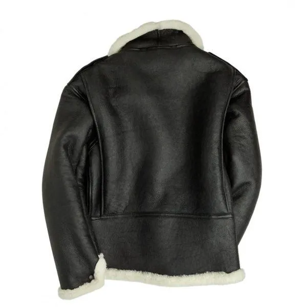 Men's B-6 Black Shearling Bomber Jacket - Classic Style