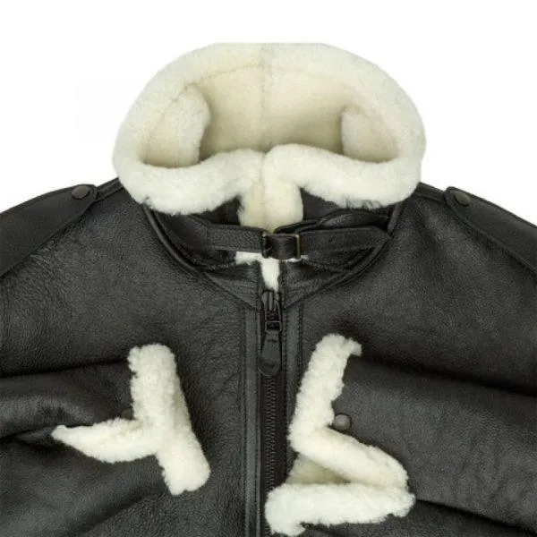 Men's B-6 Black Shearling Bomber Jacket - Classic Style