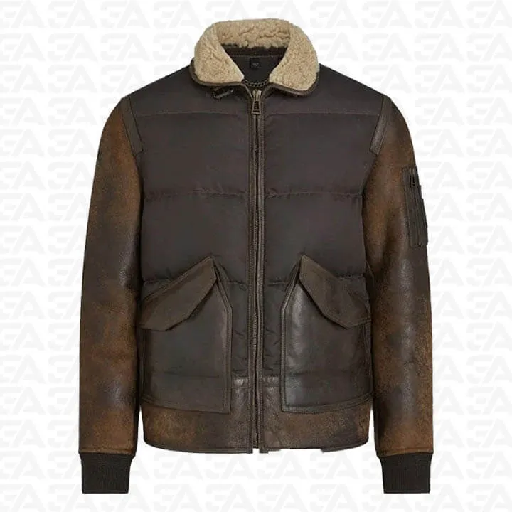 Men's B3 Vintage Brown Shearling Leather Puff Jacket