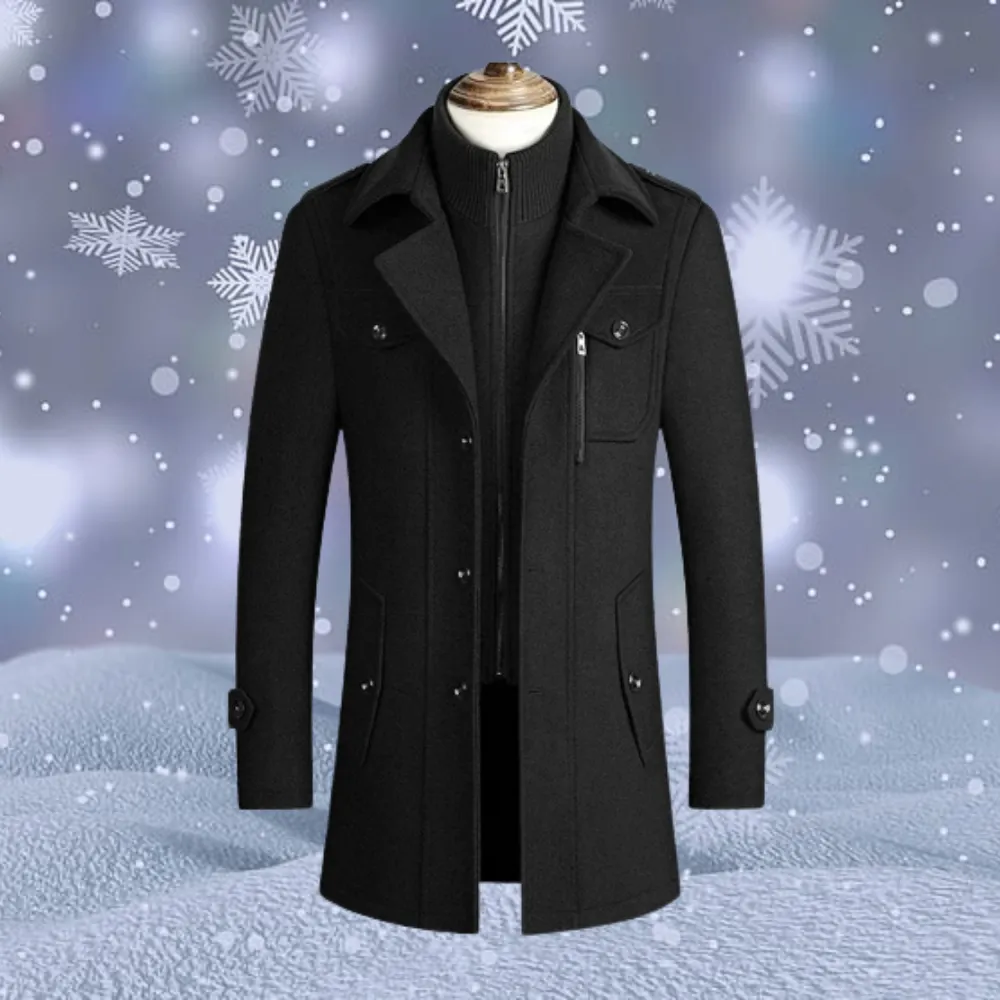 Men's Elegant Warm Cashmere Wool Winter Coat