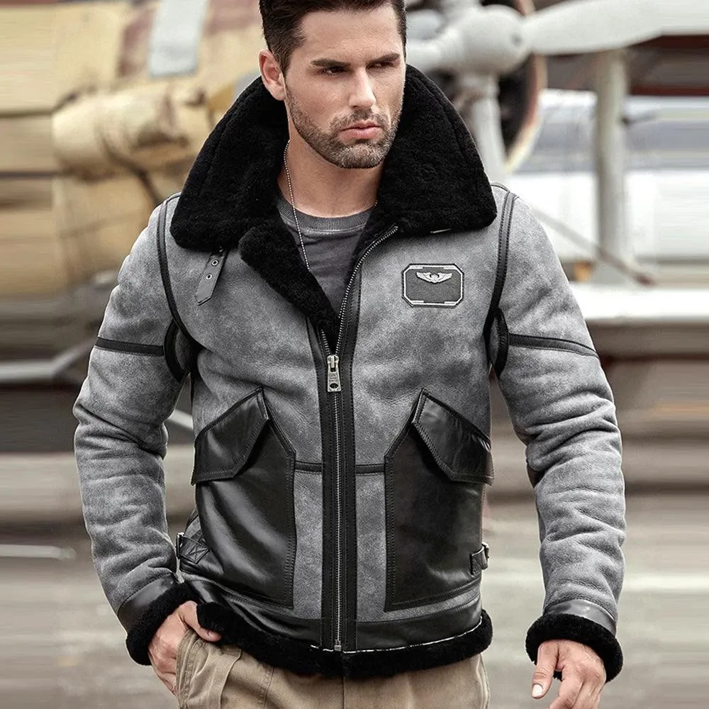 Men's Sheepskin RAF Airforce Shearling Aviator Jacket