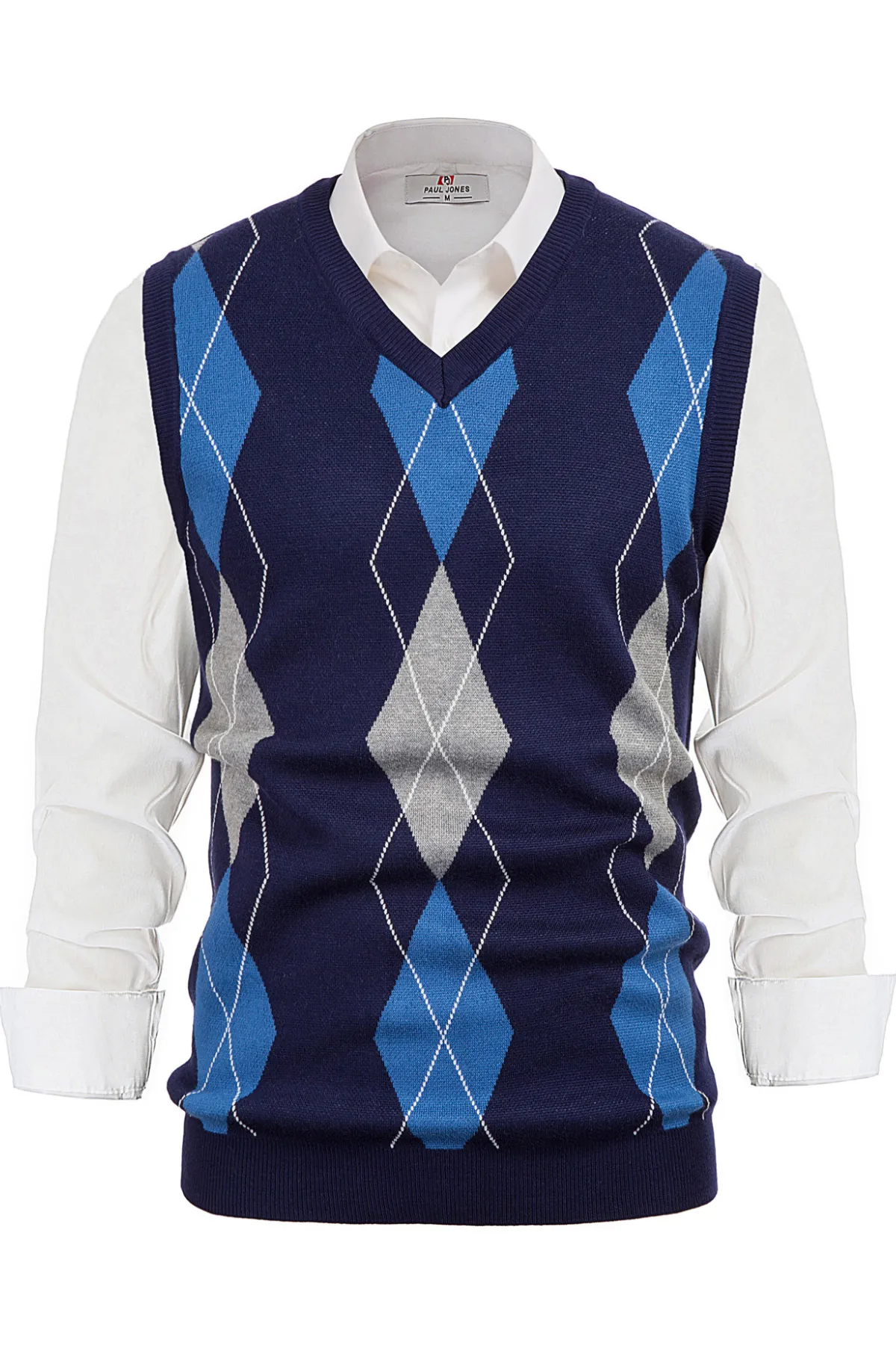 Men's Soft Argyle Sweater Vest Slim Fit V-Neck Knitted Pullover Vest