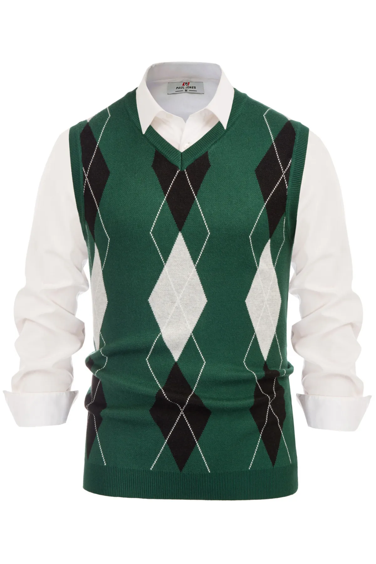 Men's Soft Argyle Sweater Vest Slim Fit V-Neck Knitted Pullover Vest