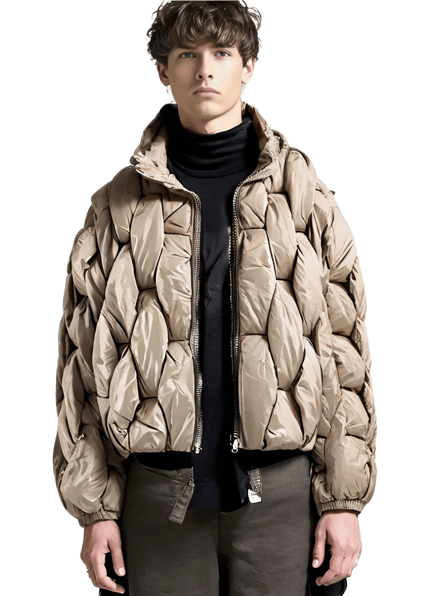 Men's Thick Parkas Jackets Luxury Designer Square Weave Bubble Coat High Collar Warm Jacket Casual Oversized Warm