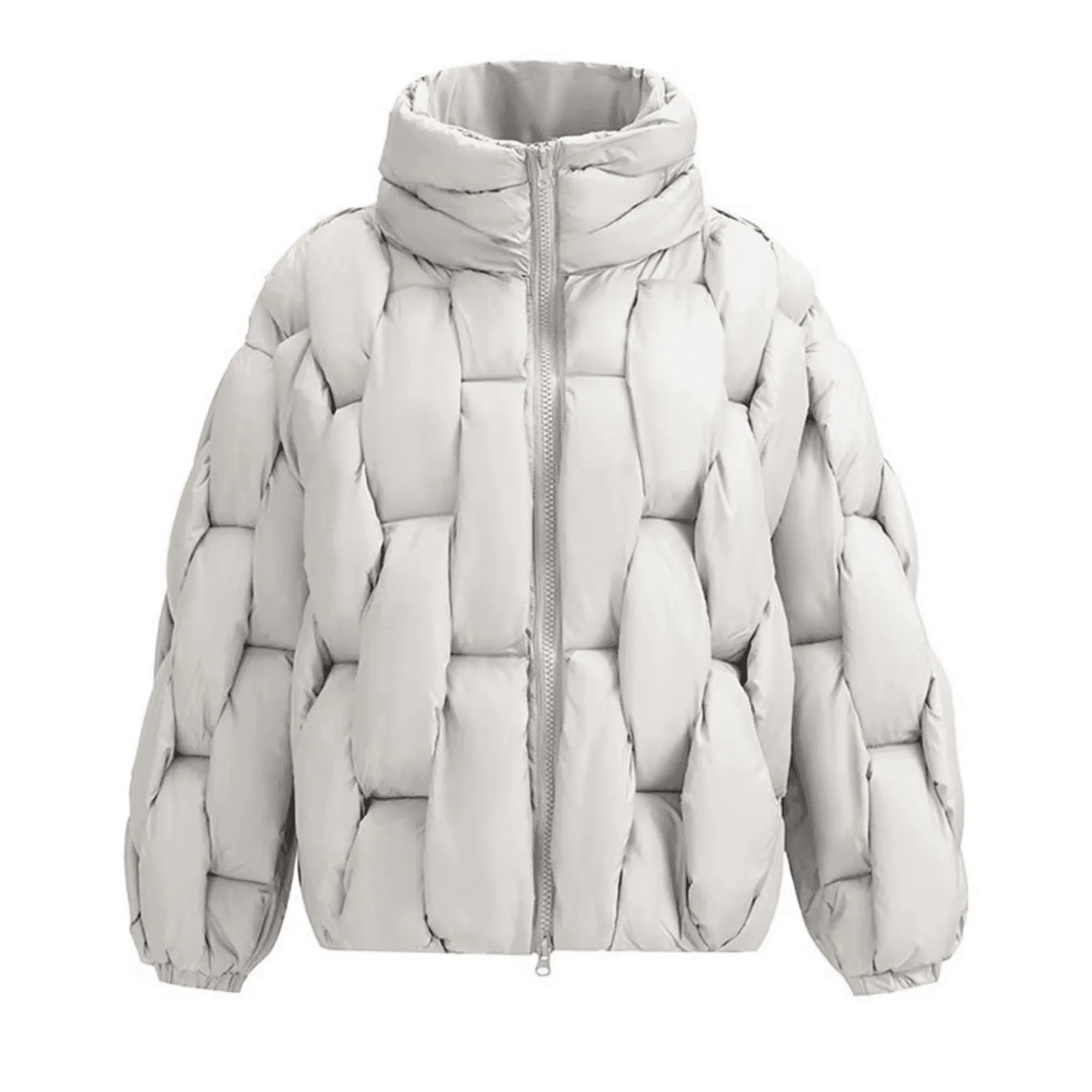 Men's Thick Parkas Jackets Luxury Designer Square Weave Bubble Coat High Collar Warm Jacket Casual Oversized Warm