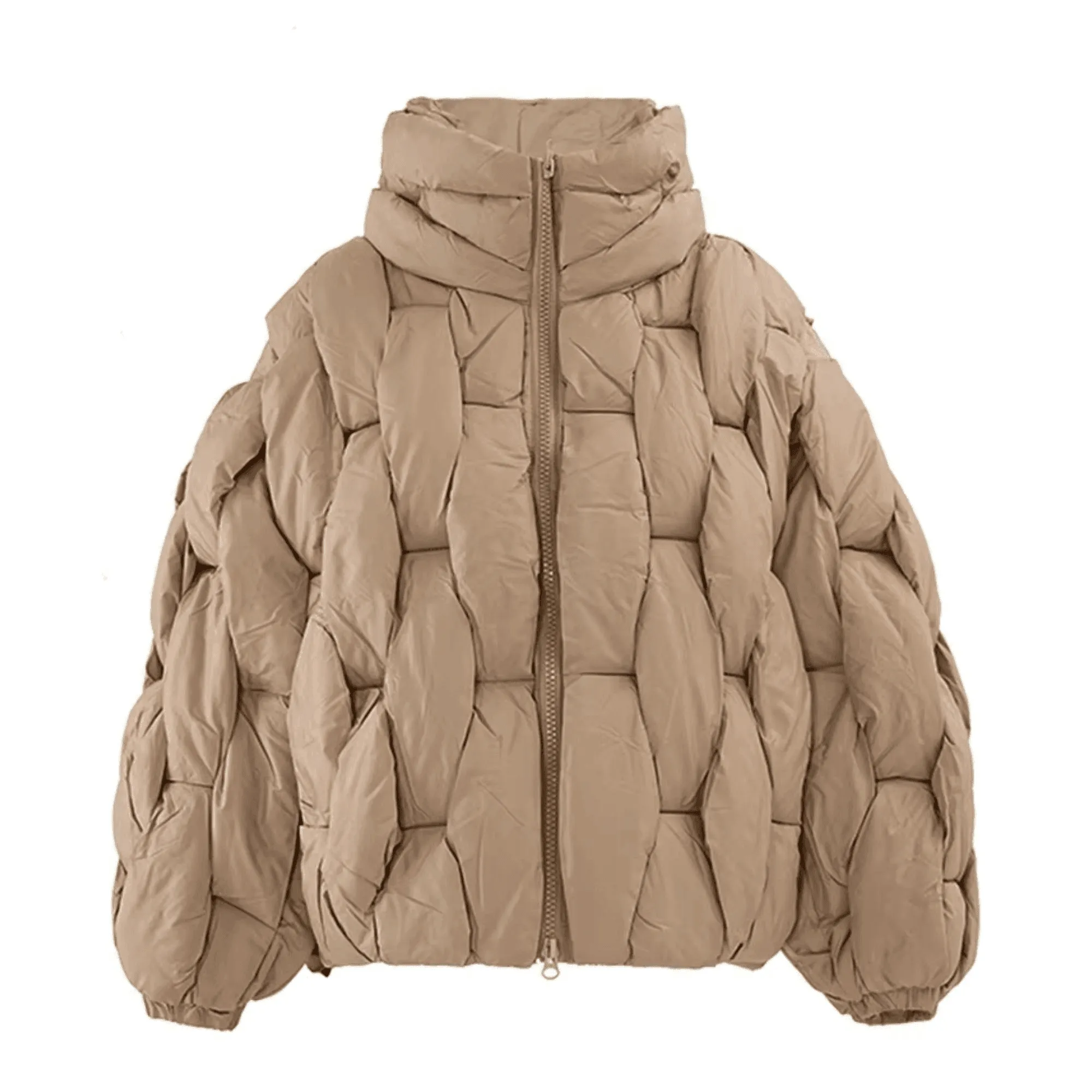 Men's Thick Parkas Jackets Luxury Designer Square Weave Bubble Coat High Collar Warm Jacket Casual Oversized Warm