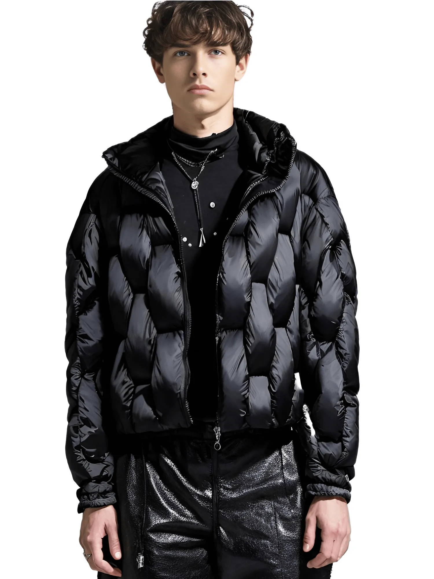 Men's Thick Parkas Jackets Luxury Designer Square Weave Bubble Coat High Collar Warm Jacket Casual Oversized Warm