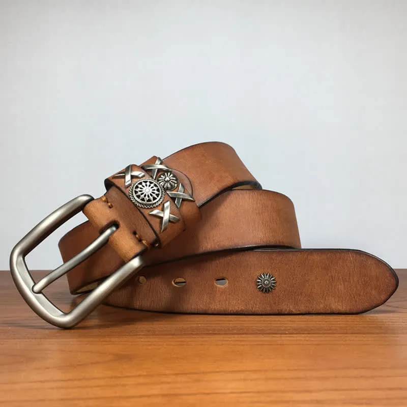 Men's Unique Rivet Studded Handmade Leather Belt