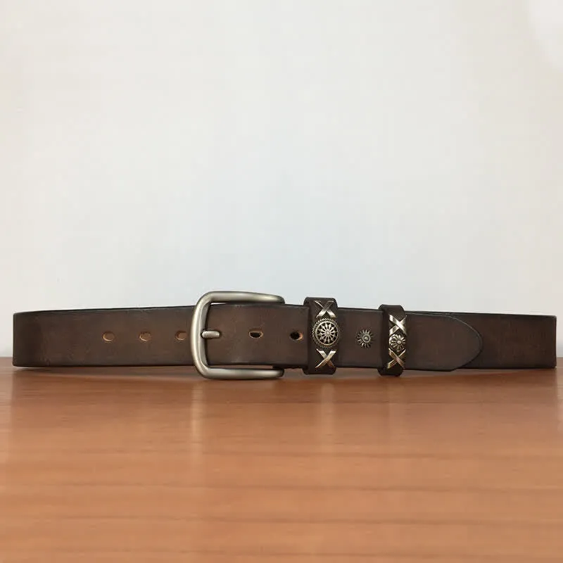 Men's Unique Rivet Studded Handmade Leather Belt