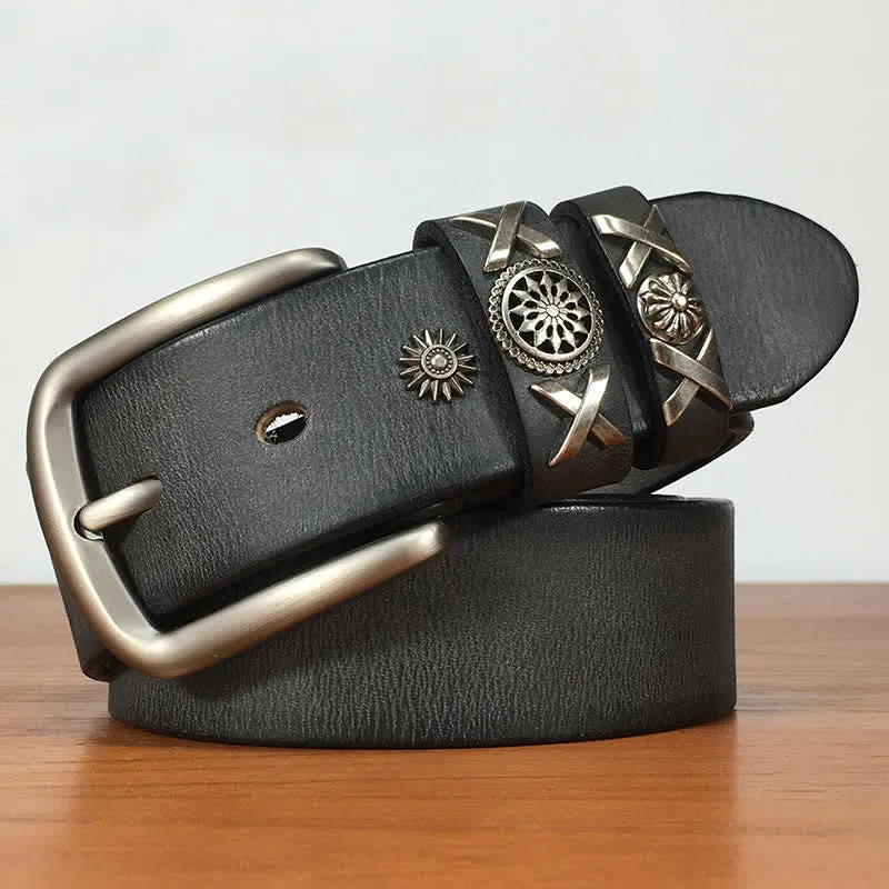 Men's Unique Rivet Studded Handmade Leather Belt