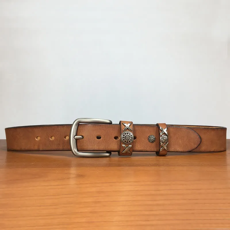 Men's Unique Rivet Studded Handmade Leather Belt