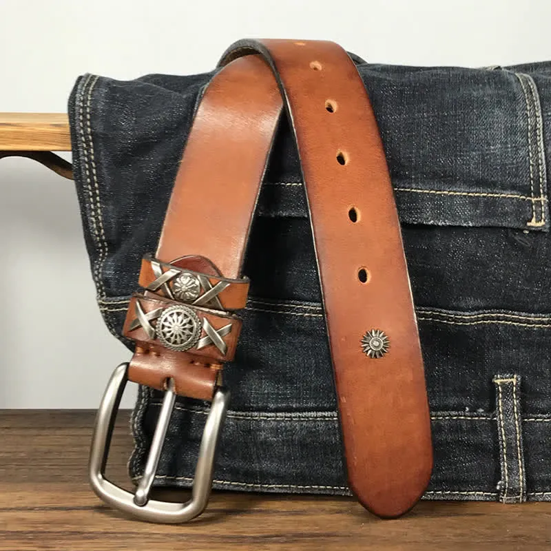 Men's Unique Rivet Studded Handmade Leather Belt